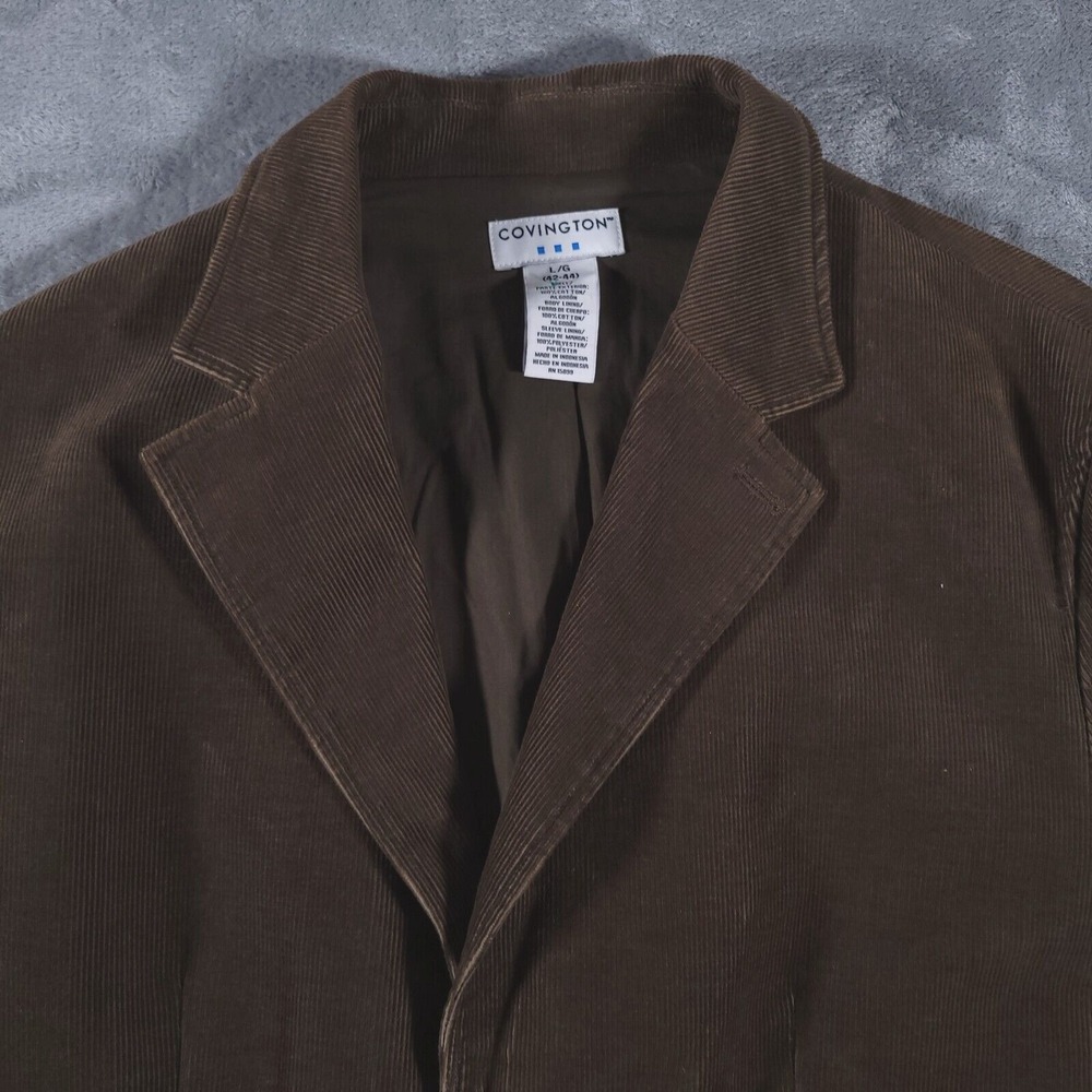 Covington Corduroy Sport Coat Mens‎ Large 44 Brown Jacket 2 Button Single Vent - Picture 2 of 10